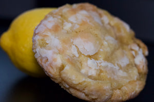 a lemon and bake the cookie shoppe's Lemon Crinkle Cookie