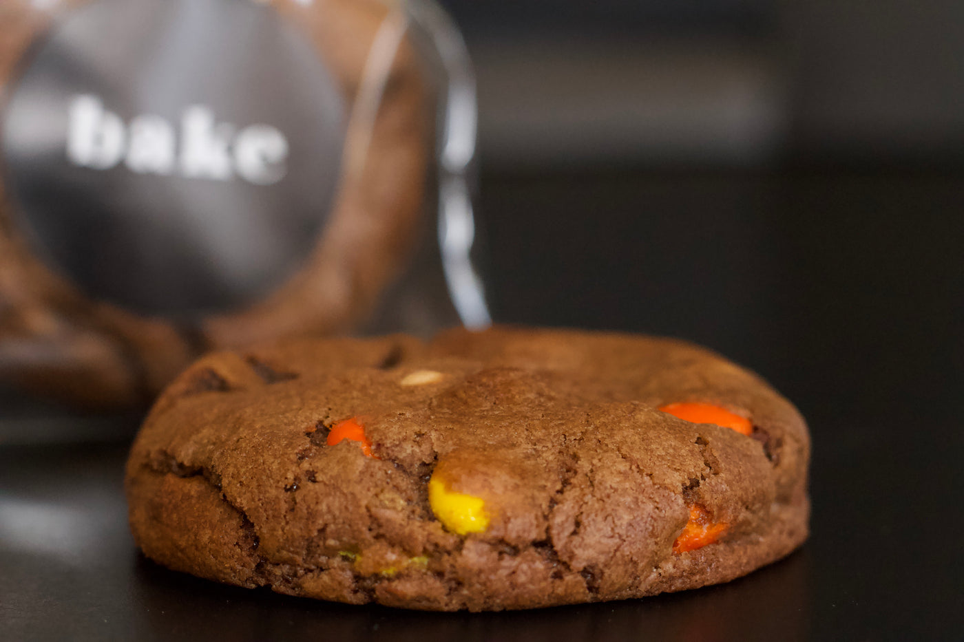 Chocolate Peanut Butter Chip COokie with Reeses Pieces from bake the Cookie Shoppe in Las Vegas