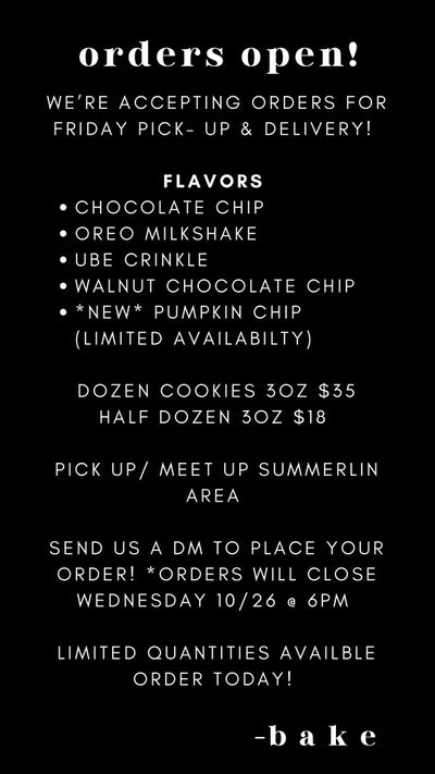 Las Vegas Cookie Drop this week! Cookies available this Friday 10.28.22