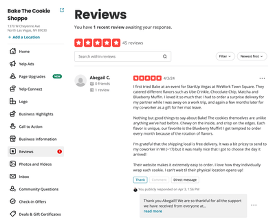 New Yelp Review! Abegail C.