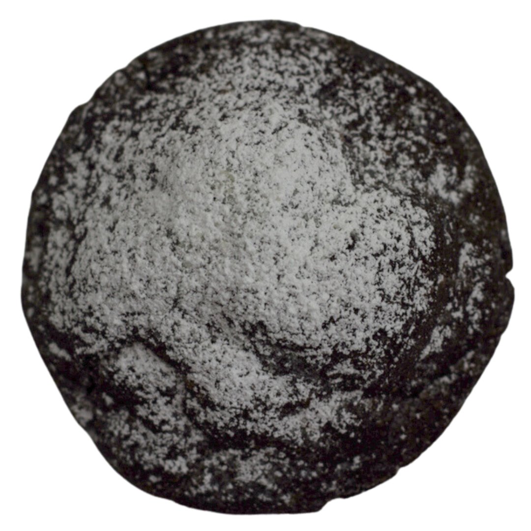 Molten Lava Cake cookie with powdered sugar