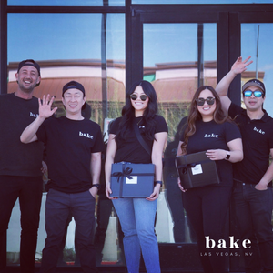 Chad Indrieri, Trung Nguyen, Mara Indrieri, Britnee Nguyen, Toan Nguyen in front of the bake Las Vegas Store