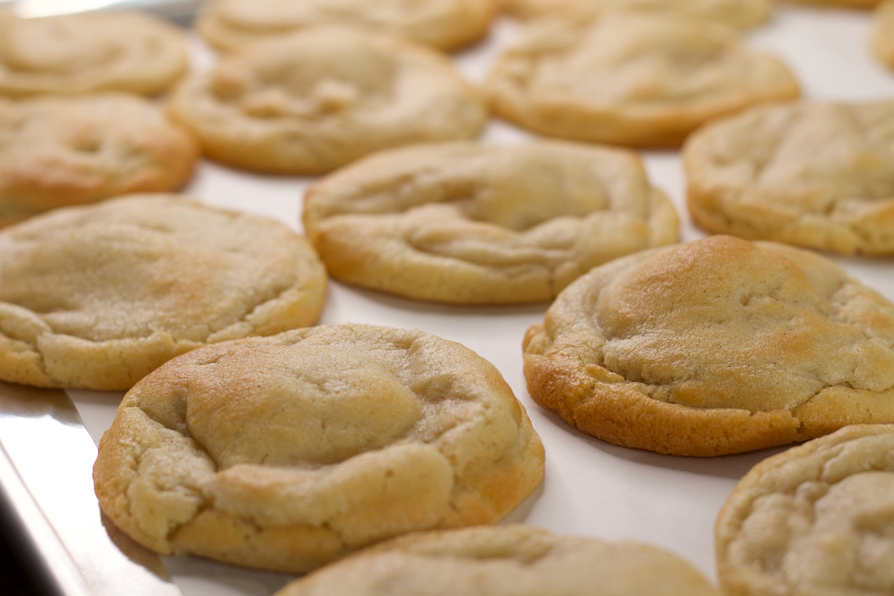 A plate of freshly baked vanilla sugar bean cookies from Bake the Cookie Shoppe.